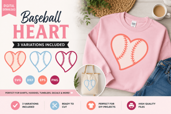 Baseball Love Heart SVG Bundle B3: Graphics & Illustrations