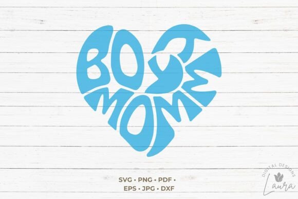 Boy Mommy Heart Word Art: Graphics for T-Shirt Designs