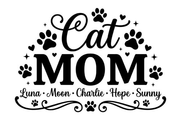 Cat Mom Paw Print: Graphics for T-Shirt Designs