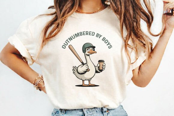 Outnumbered by Boys Baseball Mom Goose Graphics & T-Shirt Designs
