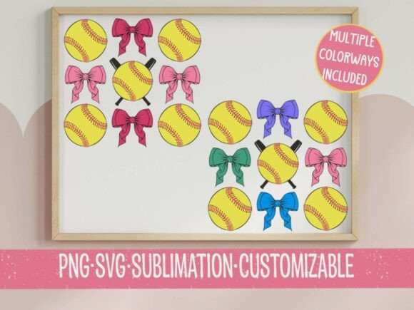 Softball Bow Bundle: Graphics for T-Shirt Designs